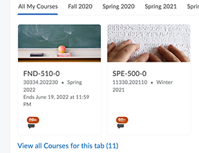 New: The tab for all courses is labeled All My Courses.