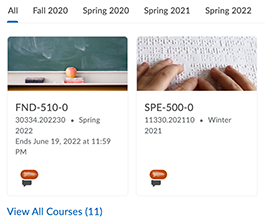 Old: The tab for all courses is labeled All.