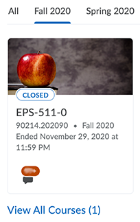 Previously, a past course's tile had a Closed badge.