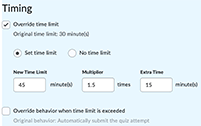 The special access timing in this example, which for thte rest of the class is set at 30 minutes, is represented by the special access time of 45 minutes, which is equivalent to 1.5 times the regular time, and to an additional 15 minutes.