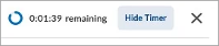 The Quiz Timer displays the amount of time remaining. There is a button to hide the timer, and x that closes the quiz.